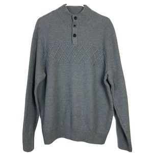 VTG Chaps Sweater Knit Pullover Top Long Sleeve 3 Button Gray Cotton Mens XL